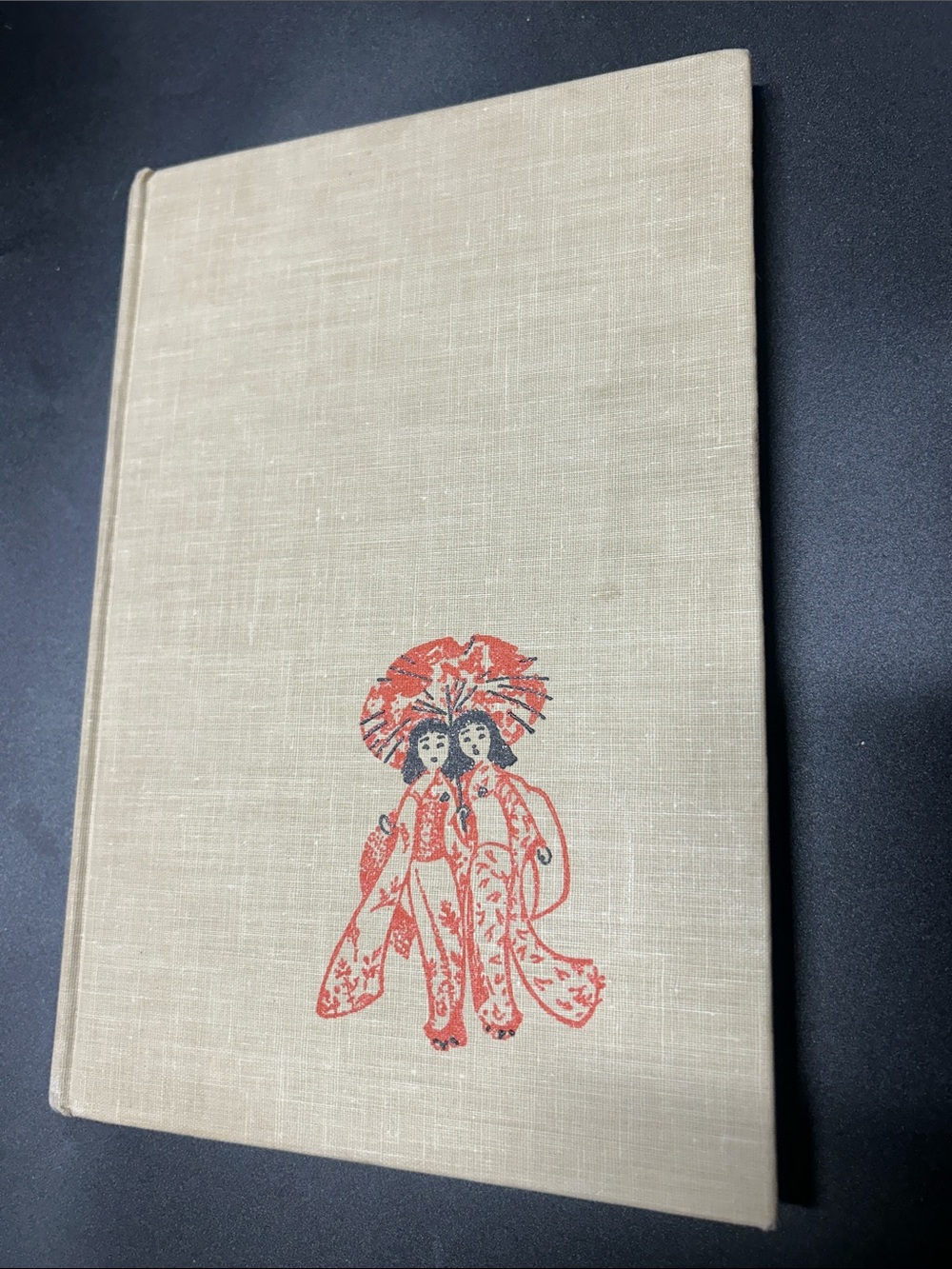 Vintage 1960  Beige Clothbound Book with Red Geisha